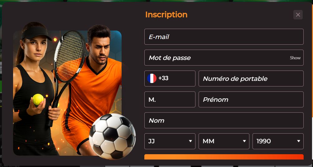 La page d’inscription du site