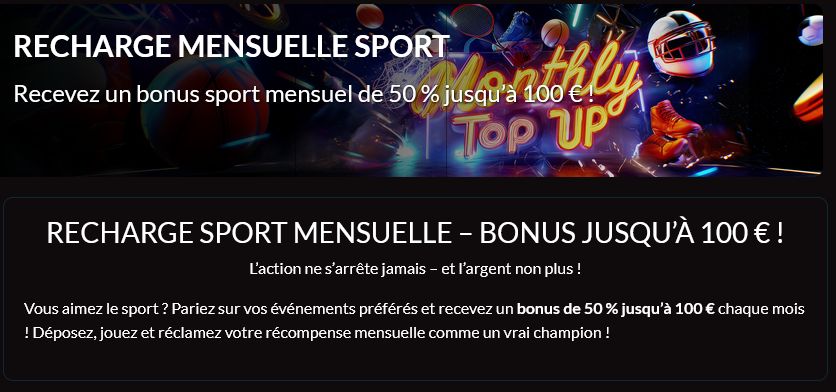L'affiche du bonus de topup
